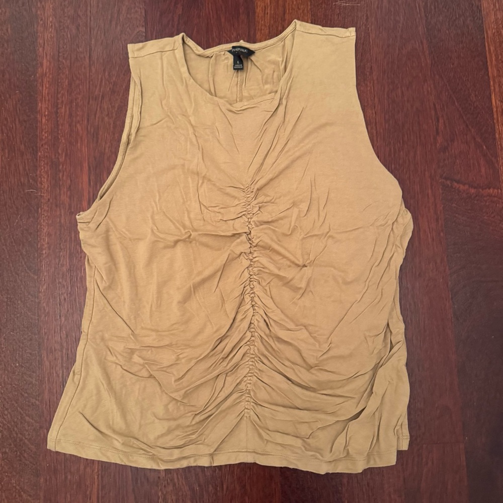 Banana Republic Ruched Sleeveless Tank Top - Brown/tan/gold